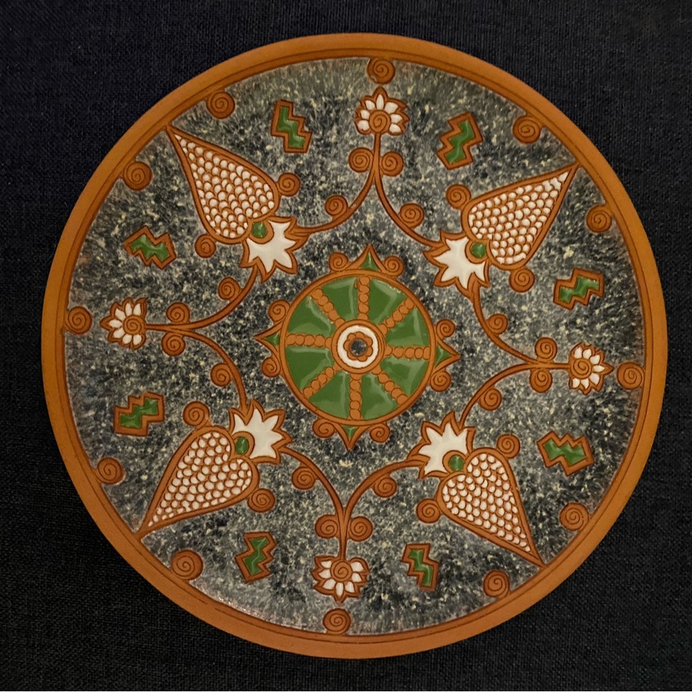 Vintage Bonic Pottery hand painted terra cotta plate from Greece (it)